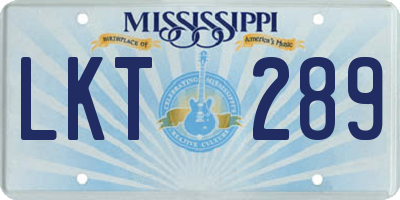 MS license plate LKT289