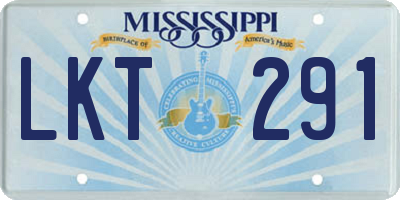 MS license plate LKT291