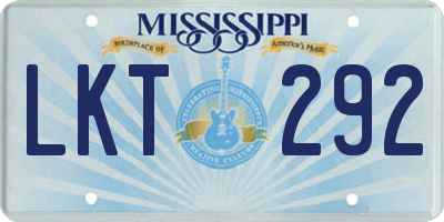 MS license plate LKT292