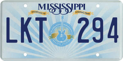 MS license plate LKT294