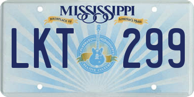 MS license plate LKT299