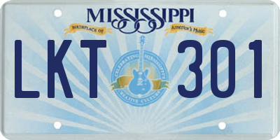 MS license plate LKT301