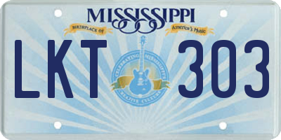 MS license plate LKT303