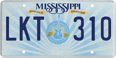 MS license plate LKT310