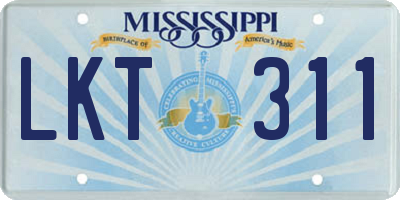 MS license plate LKT311
