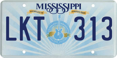 MS license plate LKT313