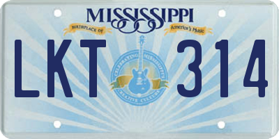 MS license plate LKT314