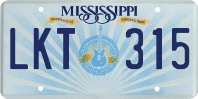MS license plate LKT315