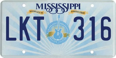 MS license plate LKT316