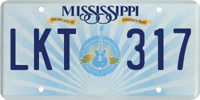 MS license plate LKT317