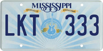 MS license plate LKT333
