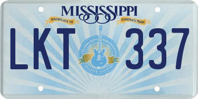 MS license plate LKT337