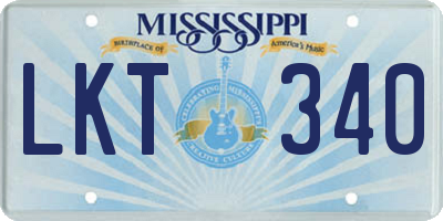 MS license plate LKT340