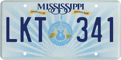 MS license plate LKT341