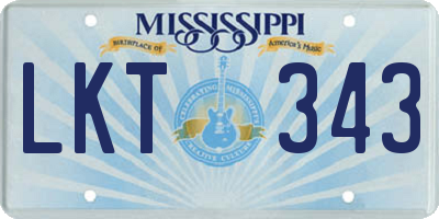 MS license plate LKT343