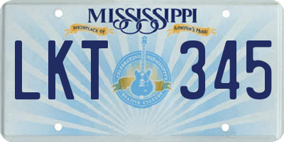 MS license plate LKT345