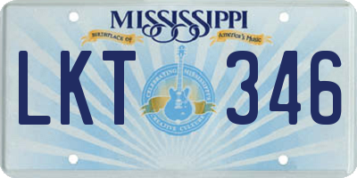 MS license plate LKT346