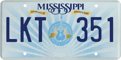 MS license plate LKT351