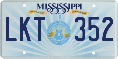 MS license plate LKT352