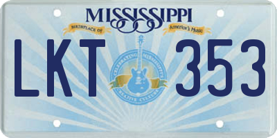 MS license plate LKT353