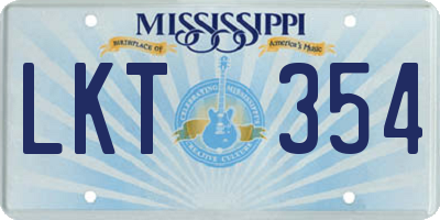 MS license plate LKT354