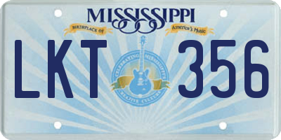 MS license plate LKT356