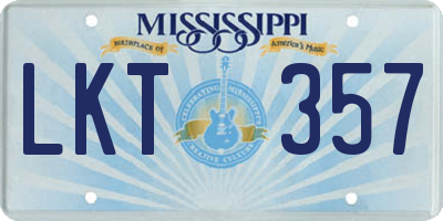 MS license plate LKT357