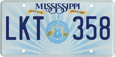 MS license plate LKT358