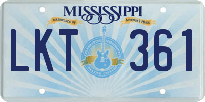 MS license plate LKT361