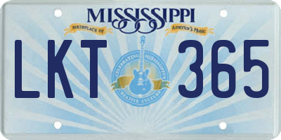 MS license plate LKT365