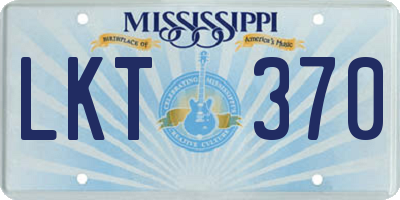 MS license plate LKT370
