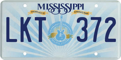 MS license plate LKT372