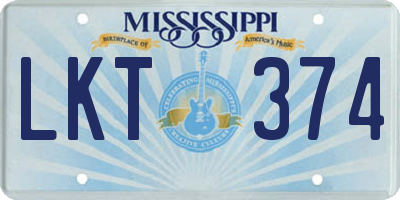 MS license plate LKT374