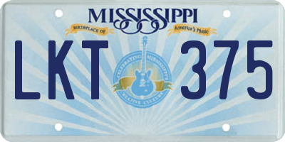 MS license plate LKT375