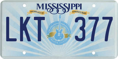 MS license plate LKT377
