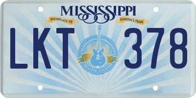MS license plate LKT378