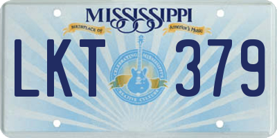 MS license plate LKT379
