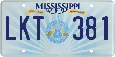 MS license plate LKT381