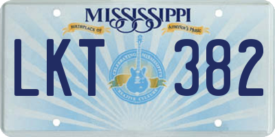 MS license plate LKT382