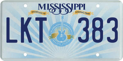 MS license plate LKT383