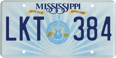 MS license plate LKT384