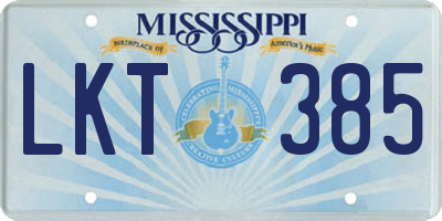 MS license plate LKT385