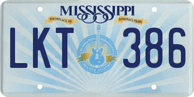 MS license plate LKT386