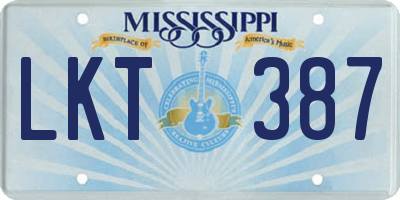 MS license plate LKT387