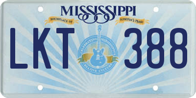 MS license plate LKT388