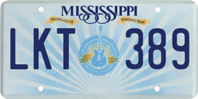 MS license plate LKT389