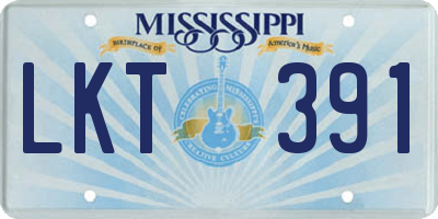 MS license plate LKT391