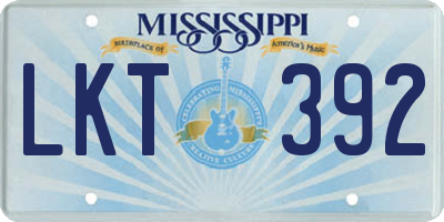 MS license plate LKT392