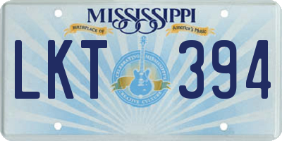 MS license plate LKT394