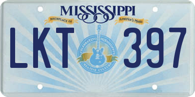 MS license plate LKT397